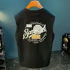 Chaleco Estilo Americano para Hombre 2025 Camiseta sin Mangas Estampada Sudadera Deportiva Chaleco sin Mangas para Hombre Algodón Puro