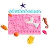 Moldes de Resina Cristal para Conchas e Conchas do Mar com Tema Oceânico, Moldes de Bolo Fondant de Algas Marinhas, Peixes Marinhos e Estrelas do Mar, Ferramentas de Confeitaria