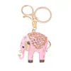 Chaveiro de Elefante com Padrão de Gotejamento de Óleo Criativo de Luxo Leve Pequeno Pingente Animal Flor de Metal Pequeno Elefante Chaveiro