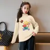 Y2425# Moda Infantil Primavera Outono Inverno Camiseta Fashionável Masculina e Feminina Infantil Lã Grossa Camiseta Básica Manga Longa para Crianças Maiores