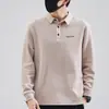 Camisa Polo para Hombre Otoño/Invierno 2026 con Cuello de Solapa, Corte Holgado, Manga Larga, Forro Polar, Nuevo Bordado, Top Casual de Negocios