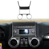 Adecuado para modelos Jeep Wrangler 11-17, juego completo de decoración interior de fibra de carbono para el logotipo del volante y el marco del interruptor del aire acondicionado