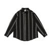 Beijie Camisa Listrada Grossa Nova Outono 2023 Marca de Moda Americana Masculina Camisa Retrô com Lapela Jaqueta Solta