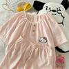 2025 Pijamas Nuevos para Mujer Verano Algodón Nube Manga Corta Pantalones Cortos Dormitorio Dulce Pequeño Aroma Ropa de Casa Conjunto de Dos Piezas