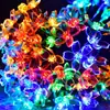 Luzes de corda solares LED para o Natal, festivais, acampamentos ao ar livre, decoração de toldos, luzes coloridas em forma de estrela, atacado.