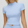 Venta de Liquidación Transfronteriza Top Deportivo Ajustado de Manga Corta con Cuello Alto y Cremallera, Sensación de Segunda Piel, para Yoga, Running al Aire Libre, Fitness 4514
