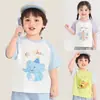 Camiseta de Algodón Fina de Manga Corta para Niños y Niñas de Verano, Camiseta Básica de Manga Media con Cuello Redondo de Dibujos Animados para Bebé, Ropa Casual de Verano