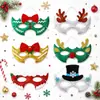 Máscara de decoración navideña, accesorio para fotos de fiesta de máscaras navideñas, máscara con purpurina, máscara para ojos de copo de nieve y bayas