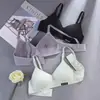Calcinhas e Sutiãs de Algodão Puro Xadrez Sem Costura para Meninas em Fase de Desenvolvimento, Alunas do Ensino Médio, Seios Pequenos, Push-up, Sutiã Sem Aro, Seção Fina