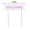 Banner de Arco de Feliz Cumpleaños Plug-in Tarjeta Plug-in para Pastel Vestir Bronceado Horneado Bandera de Feliz Cumpleaños