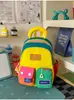 Mochila Nueva de Bloques de Color de Gran Capacidad Ligera Casual Color Macarrón Bolsa Escolar para Estudiante Bolsa para Laptop Bolsa para Viaje al Aire Libre