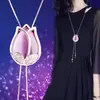 Estilo Coreano Moda Outono e Inverno Corrente de Lã de Cristal Feminina Elegante Simples Franja Longa Pingente Colar Acessórios de Pingente para Roupas