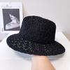 2025 Primavera y Verano Nuevo Sombrero de Jazz Calado Transpirable para Mujer Protector Solar y Parasol Sombrero Tejido Sombrero de Playa para Vacaciones en la Costa Sombrero de Playa Moderno