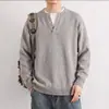 Atacado de Fábrica Estilo Japonês Suéter Falso Duas Peças Patchwork Gola Henley Masculino Outono Inverno Solto Quente Tamanho Grande Malha para Casal