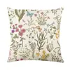 Nueva funda de almohada floral de primavera de Amazon, funda de cojín para sofá de lino con estampado de letras, funda de almohada de decoración para el hogar transfronteriza
