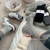 Calcetines Gris Oscuro para Mujer, Primavera, Otoño e Invierno, Calcetines Finos Transpirables de Media Pantorrilla, Calcetines Holgados de Algodón Estilo Japonés Negro, Calcetines Largos al por Mayor