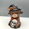 Produto Novo Transfronteiriço Halloween Aranha Abóbora Vaca das Terras Altas Estátua Decoração de Mesa para Casa Ornamento de Escritório