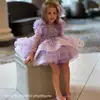 Vestido Sonhador Roxo para o Primeiro Aniversário de Menina 2025 Novo Vestido Princesa com Lantejoulas de Borboleta Manga Longa Vestido de Aniversário de 100 Dias para Crianças