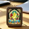 Novo Estilo Couro de Vaca Estilo Tibetano Deus da Riqueza Amarelo, Tara Verde, Zaki Lhamo, Cinco Senhores Dragões Placa Pingente Pintada à Mão Thangka