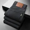 Ropa para Hombre / Nuevo Otoño e Invierno Lujo Negocios Estilo Europeo Corte Ajustado Elástico Pierna Recta Jeans Marca de Moda Pantalones Gruesos