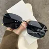 Novos Óculos de Sol da Moda Sem Aro Cortados na Borda Fabricante Atacado Armação Quadrada de Alta Qualidade Anti-UV Óculos de Sol para Dirigir
