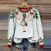 Estación Independiente Transfronteriza Nueva Impresión Digital 3D para Mujer Cuello Redondo Moda Holgada Sudadera Top Casual Otoño e Invierno