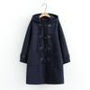 Abrigo de Lana Duffle Estilo JK Japonés para Mujer Invierno Estilo Universitario Bolsillo Doble Holgado Adelgazante Longitud Media Abrigo de Lana