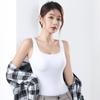 Chaleco de rayas de seda de hielo con almohadilla para el pecho y camisola, prenda exterior, sujetador sin costuras para mujer, camiseta de base de una pieza, top sin mangas de verano