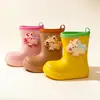 Botas de Chuva Infantis para Exterior, Sapatos de Chuva Fofos com Desenho Animado para Meninos e Meninas, Design de Cavalo 3D, Sapatos de Borracha Impermeáveis Antiderrapantes para Bebês