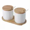 Jarras Creativas de Cerámica para Condimentos de Cocina con Tapas, Caja de Condimentos Simple de Estilo Japonés para el Hogar, Botella de Condimentos, Juego Combinado de Tarros para Condimentos