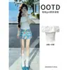 Falda Floral Traje de Manga Corta Falda Corta Estilo Óleo Top de un Hombro Faldas Ajustadas al Cuerpo para Mujer Verano 2026 Nuevo Estilo