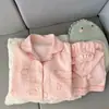 Pijama de Gato con Lunares Rosas de Moda para Niñas, Conjunto de Dos Piezas de Camiseta de Manga Corta y Shorts tipo Cárdigan para Verano, Ropa de Casa para Estudiantes