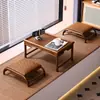 Mesa de Café de Bambú Tatami, Mesa Pequeña Sencilla para Ventana Abuhardillada, Mesa de Café Pequeña Estilo Japonés, Mesa de Piso, Mesa Baja Zen, Combinación de Mesa y Silla Retro