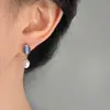 Brincos de Verão Franceses ~ Pedra Olho de Gato Azul Pérola Imitação para Mulheres Design de Nicho Elegante Retrô Brincos Avançados