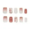 Unhas Pré-feitas Feitas à Mão: Unhas Usáveis Gradiente de Lírio-do-Vale da Primavera Estilo Doce Francês, Conjunto de Manicure Removível com 30 Peças