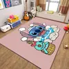 Alfombra de Sala de Estar con Estampado de Stitch de Dibujos Animados Felpudo de Entrada Manta de Terciopelo de Cristal para Dormitorio Felpudo Absorbente de Agua y Resistente a Manchas
