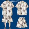Traje de Camisa de Playa de Manga Corta de Verano para Hombre Vacaciones de Viaje en Sanya Ropa de Tallas Grandes Ropa de Viaje a la Orilla del Mar Ropa de Verano