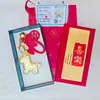 Llavero Edición Año del Caballo de Oro Colgante para Bolso Cadena Caja de Regalo de Paz y Alegría Regalo de Cumpleaños