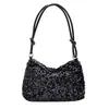 Nova bolsa de mão feminina moda estilo coreano, bolsa de mão simples com lantejoulas, bolsa estilo bolinho estilosa, bolsa de ombro, bolsa de axila