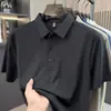 Camisa Polo de Manga Corta Estampada de Seda Helada de Verano para Hombre, Casual, Transpirable, Delgada, Estilo Papá, Camiseta de Media Manga