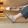 Zapatos Mary Jane Estilo Francés para Mujer Primavera y Otoño 2025 Nuevos Perla Boca Baja Piel Suave con Falda Planos Zapatos de Leche Medio Zapato
