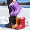 Botas de nieve para invierno, con propiedades antideslizantes, cálidas e impermeables; botas de lluvia para mujer; diseño integrado; adecuado para lavar el coche y uso en la cocina; forrado de forro polar para mayor calidez; forro grueso de algodón
