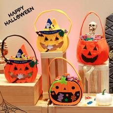 Bolsa de dulces de Halloween transfronteriza, suministros para fiestas, bolso de calabaza no tejido, bolsa de dulces de accesorios de Halloween
