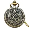 Reloj de Bolsillo Vintage de Bronce con Flor Doble de Ocho Pétalos para Hombres y Mujeres Reloj de Bolsillo de Cuarzo Reloj Grande Colgante Reloj de Regalo Reloj de Bolsillo Simple Creativo