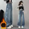 Pantalones Rectos de Pierna Ancha de Otoño Nuevos para Niñas 2026, Jeans con Lazo de Primavera y Otoño para Niñas Mayores