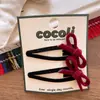 Pinzas Grandes de Terciopelo Oscuro para Niñas para Otoño e Invierno, Estilo Padre e Hijo, Pinzas Laterales Básicas de Moño de Terciopelo Atado a Mano, Juego de Dos
