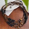 Collar cadena clavicular estilo retro nacional estilo Maillard ojo de tigre natural ágata negra natural joyería de atmósfera