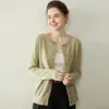 26 Nuevos Suéteres de Cachemira para Otoño e Invierno Cárdigan para Mujer Cuello Redondo Color Sólido Versátil Suéter de Cachemira Chaqueta de Punto Top Holgado