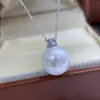 Collar con Colgante Clásico de Perla Natural Lago Shanxia Zhuji Princesa Diana Perla Redonda Perfecta Luz Fuerte Impecable Plata S925 Clásico Casual