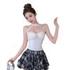 2234 Seda de Gelo# Renda Sexy Top Quente com Alça Feminino Roupa de Fora de Seda de Gelo Ajustado Spice Girls Top Puro Desejo